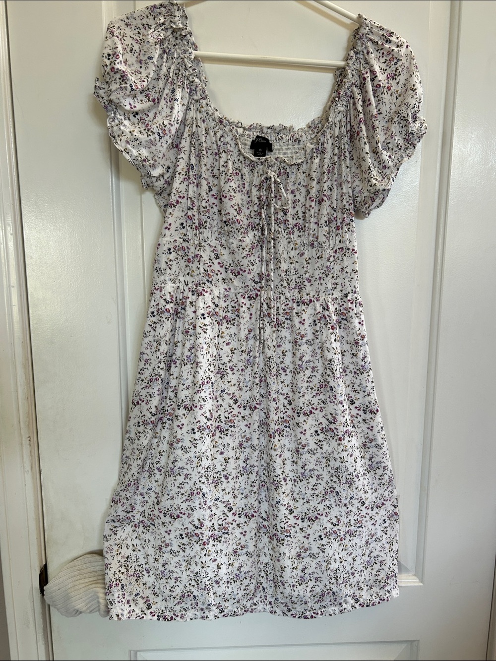 J. Crew White Floral Puff-Sleeve Mini Dress